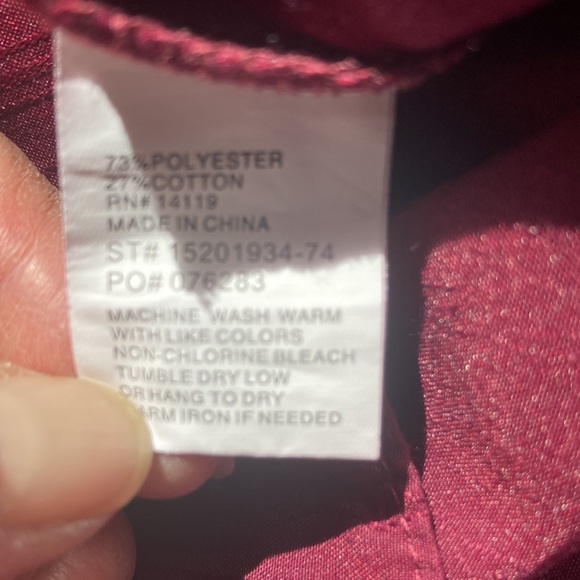 Mens Medium Ely Cattleman Burgundy Pearl Snap Western Button Down - Picture 12 of 13